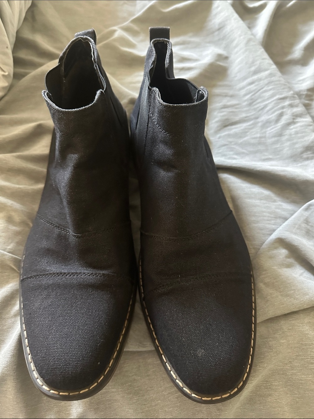 Perry Ellis Black Canvas Chelsea Boots